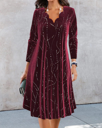 Elegant V-neck long-sleeve dress