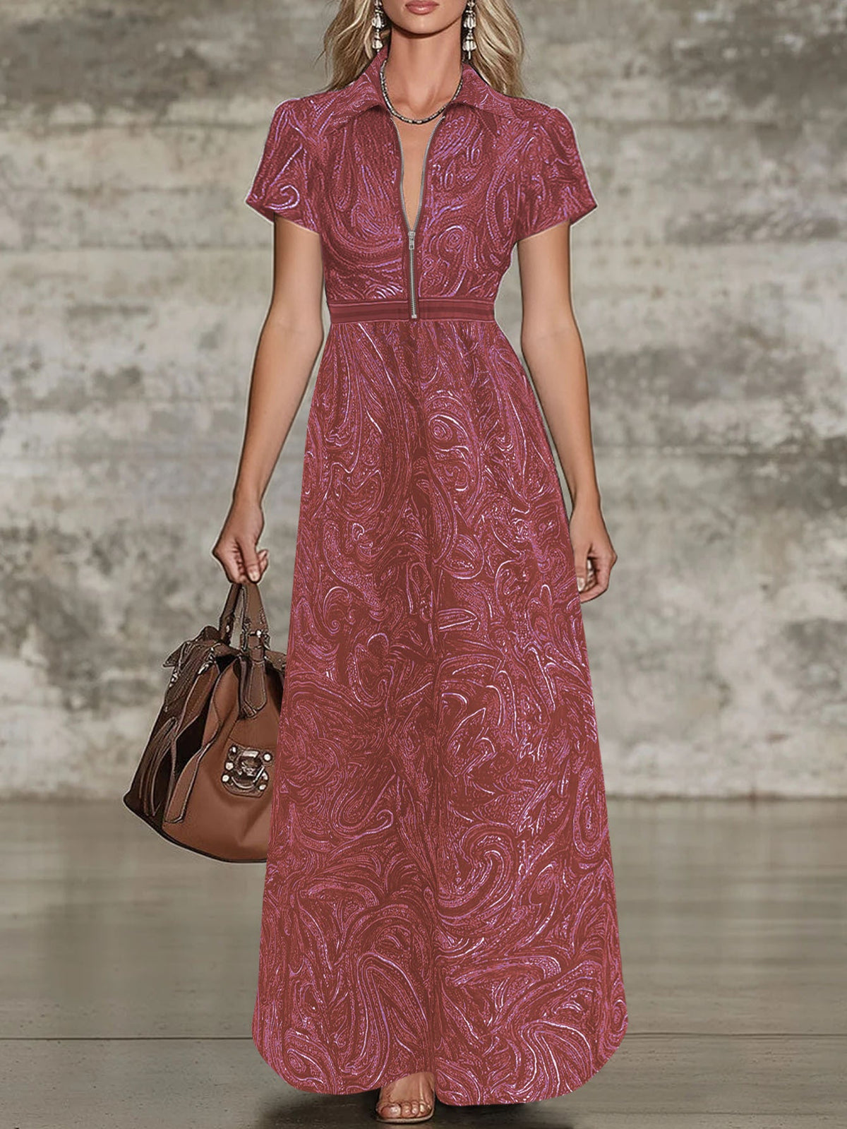 🌟 Robe longue intemporelle imprimée cachemire : L'élégance sans effort pour toutes les occasions