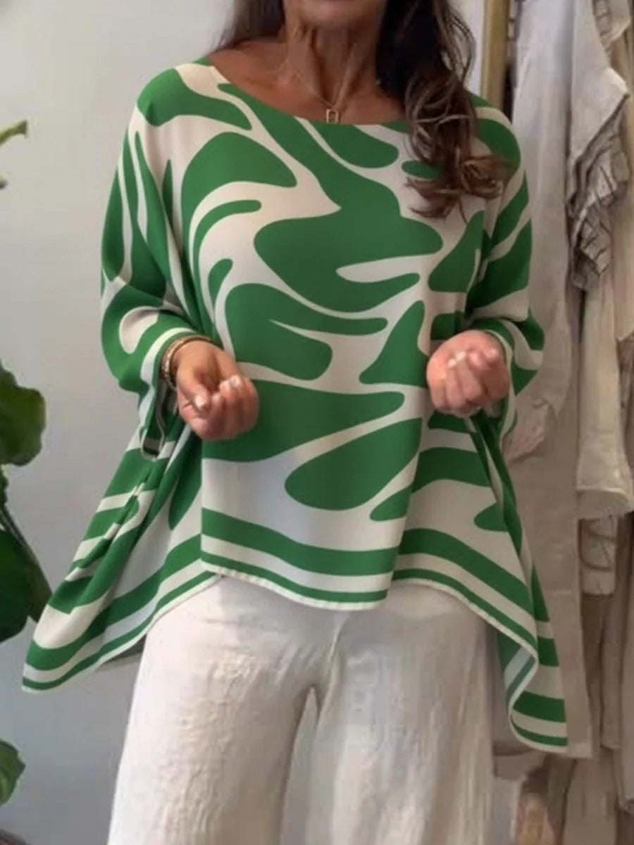Blouse décontractée en mousseline imprimée à coupe ample