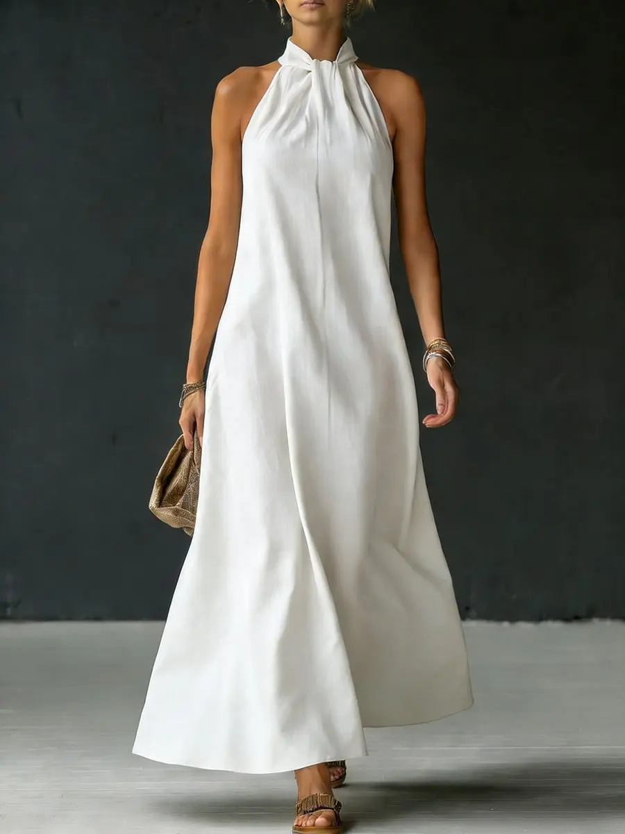 Robe longue dos nu minimaliste et élégante