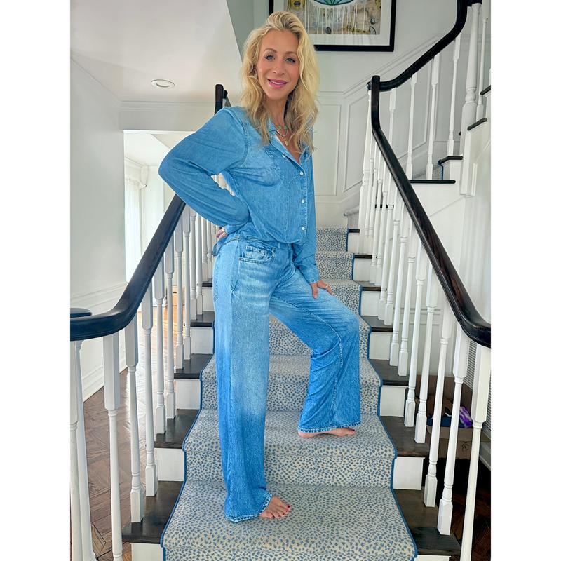 Ensemble de pyjama Denim Dreams – Coupe confortable, vêtements d'intérieur doux effet jean pour des nuits paisibles