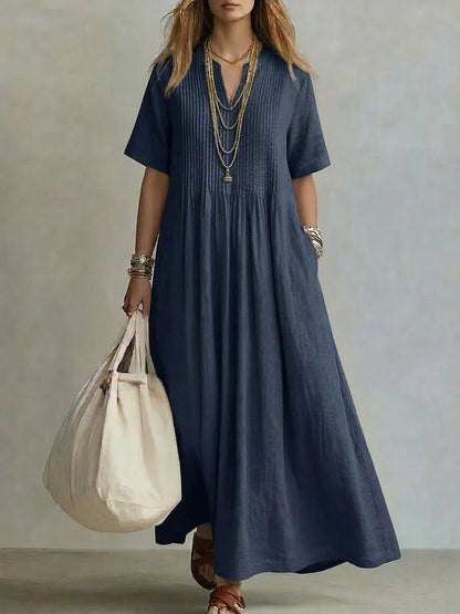 Robe longue décontractée à manches courtes pour femmes