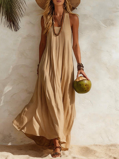 Robe longue fluide à encolure américaine