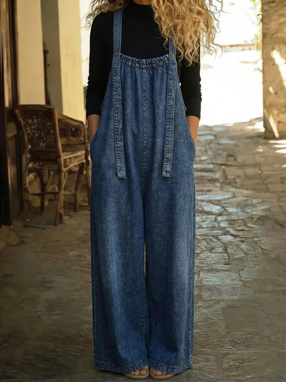 Salopette ample en jean délavé style vintage