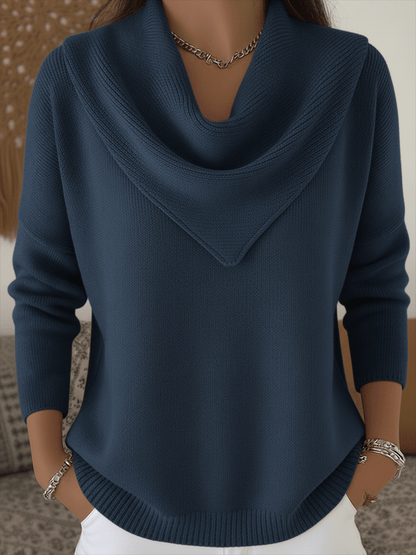 Plain soft retro elegant V-neck jumper