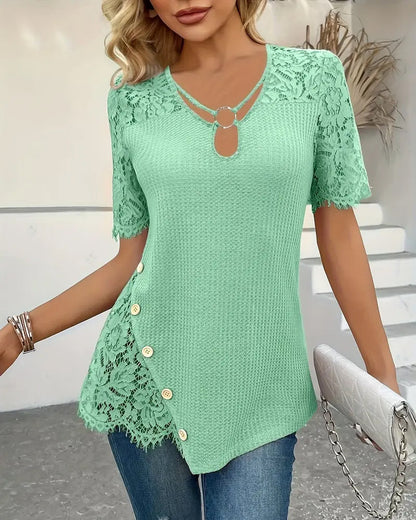 T‑shirt tricoté à panneaux de dentelle