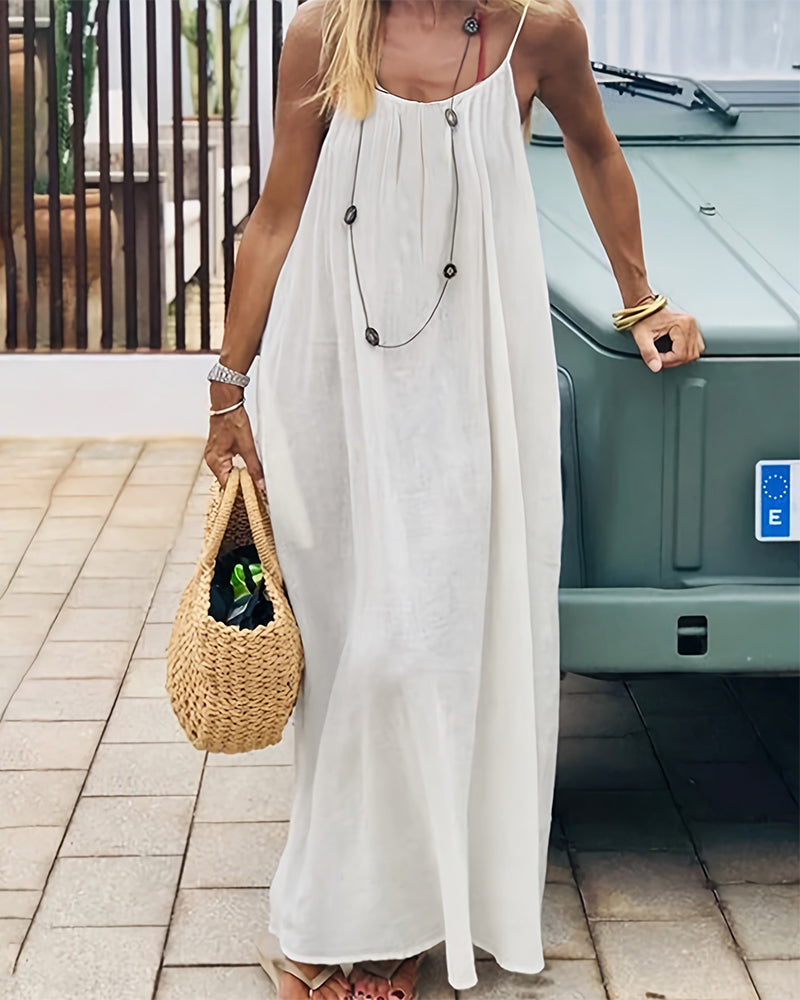 Robe caraco dos nu de couleur unie pour femme