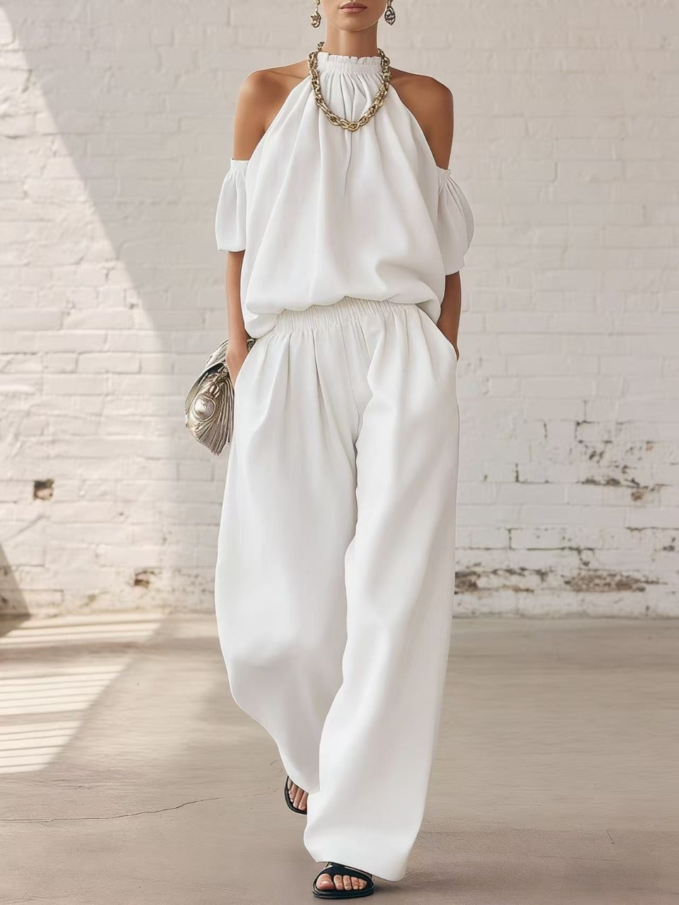 Ensemble 2 pièces débardeur dos-nu et pantalon large | Confort et style ultimes