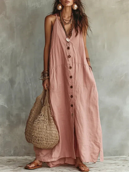 🌿 Robe longue en lin bohème : Le style estival sans effort