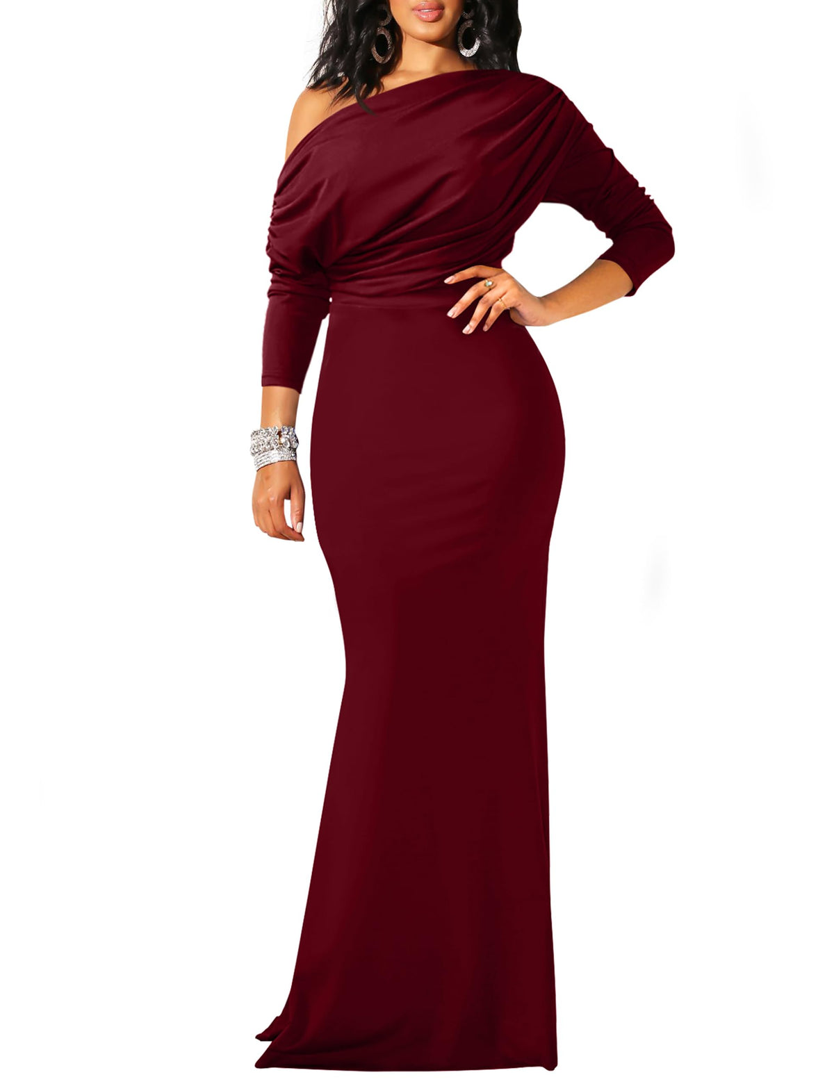 Robe de soirée longue élégante, moulante, sans manches et sans épaules pour femmes, collection 2025