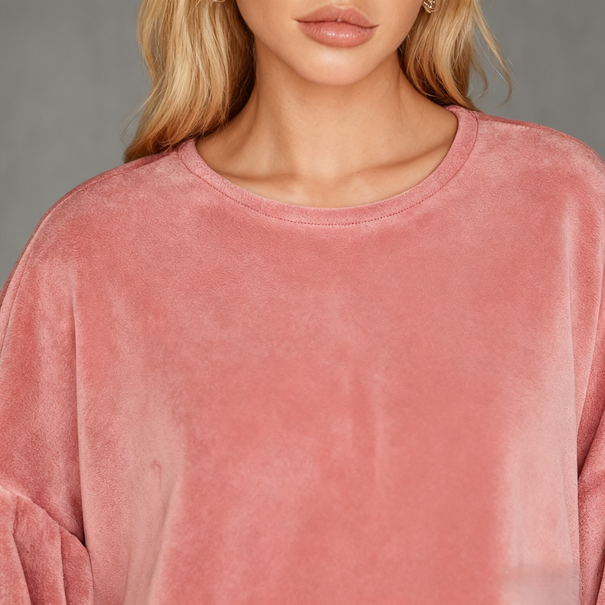 Robe rétro en velours rose pour femme, col montant, à franges