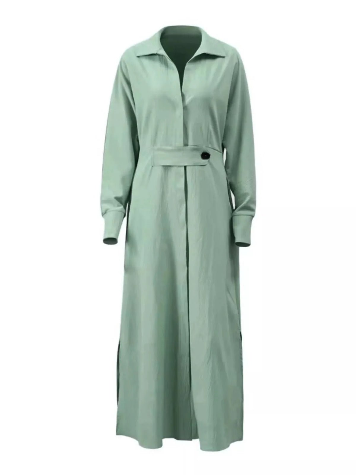 Robe‑chemise à manches longues avec fentes latérales