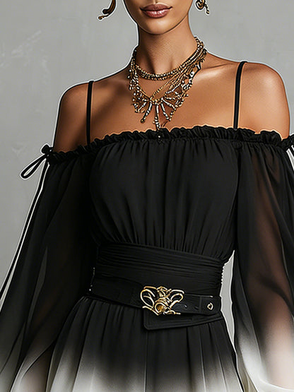 Combinaison bustier dégradée noire et blanche