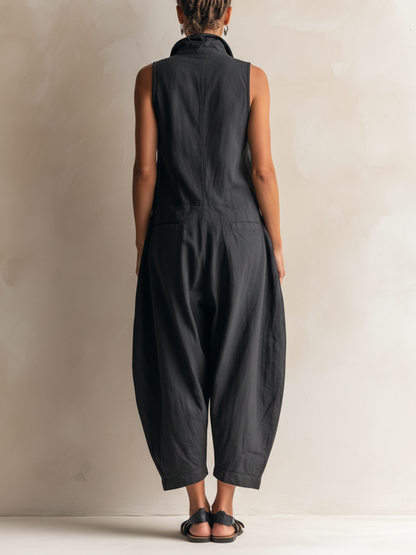 Combinaison sans manches de style utilitaire à jambes larges