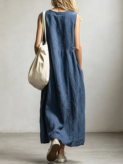 Combinaison Femme Sans Manches Col Rond Coupe Ample
