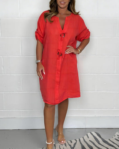 New Plus Size Button Tunic Dress