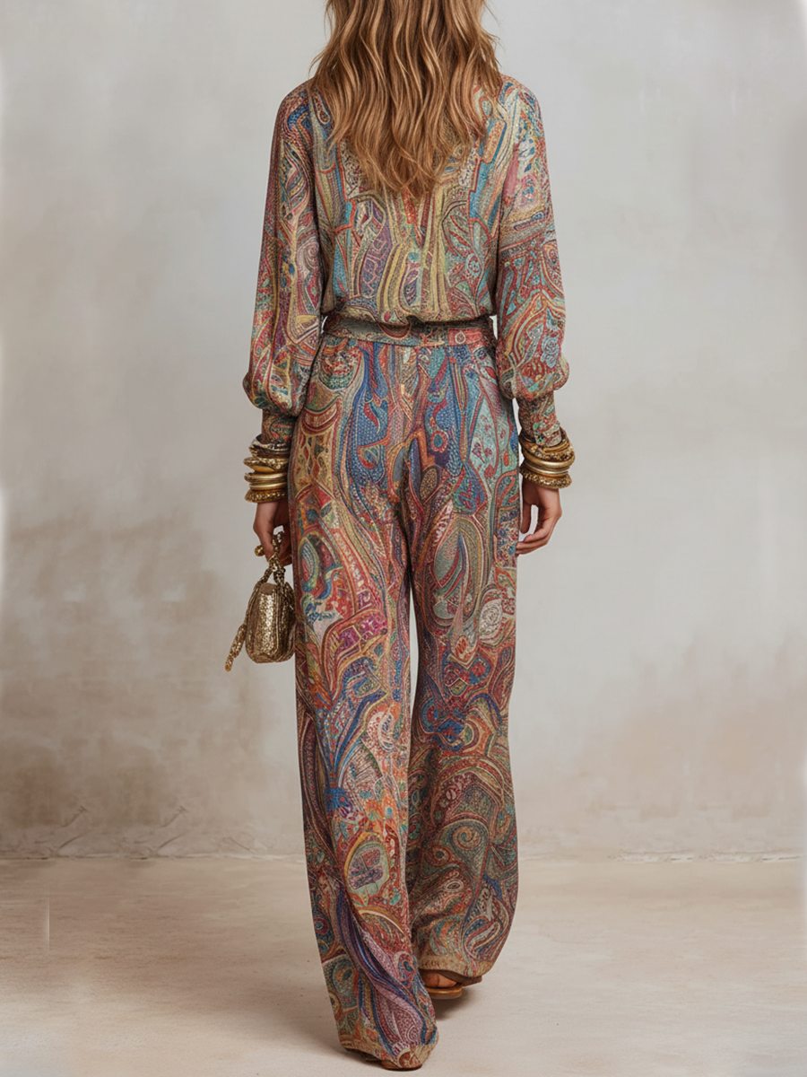 Combi-pantalon ample avec un magnifique imprimé cachemire