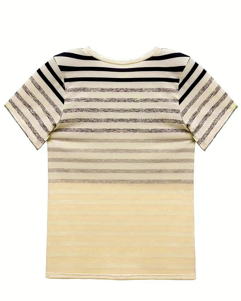 T-shirt rayé à manches courtes et col rond Aumora