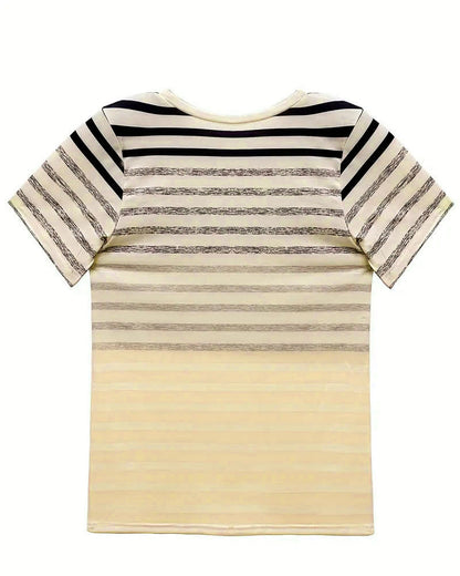 T-shirt rayé à manches courtes et col rond Aumora