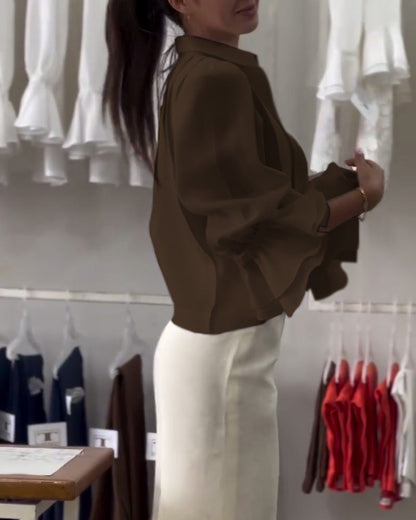 Chemise à manches bouffantes et à volants Aumora