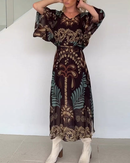 Robe bohème ample à col en V