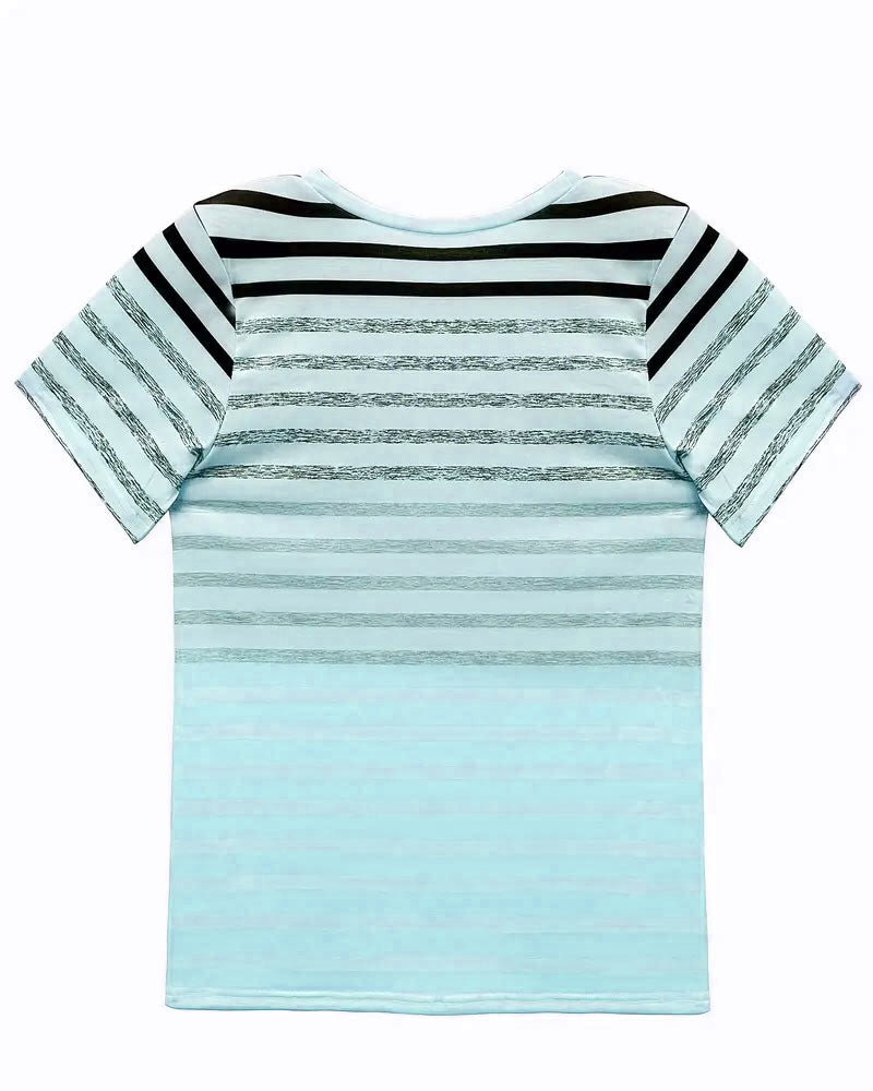 T-shirt rayé à manches courtes et col rond Aumora