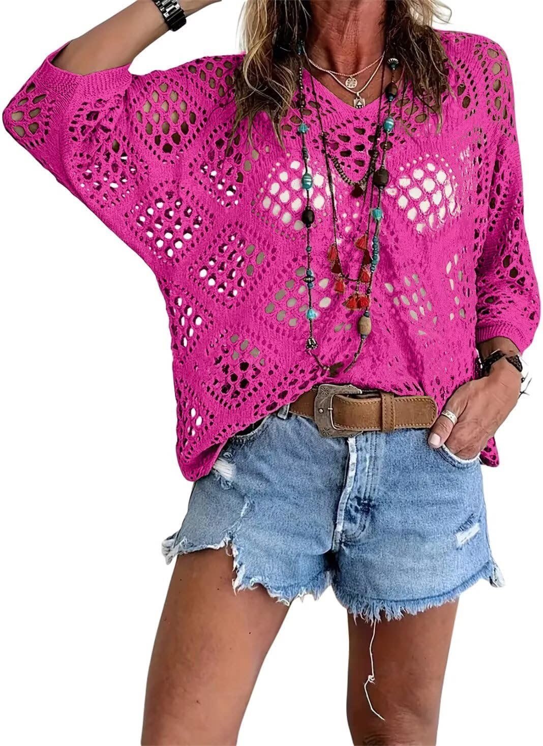 ? Top Bohème en Crochet Col V Fait Main | Essentiel de l'Été Abricot
