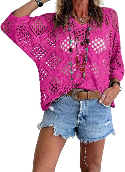? Top Bohème en Crochet Col V Fait Main | Essentiel de l'Été Abricot