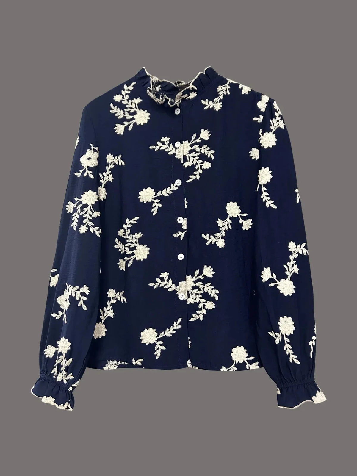 Chemise à manches longues boutonnée à motifs floraux