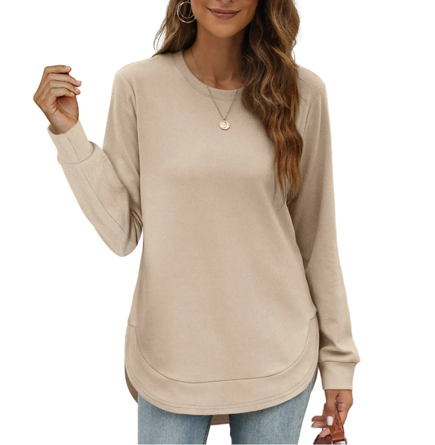 Sweat-shirt femme col rond ourlet incurvé