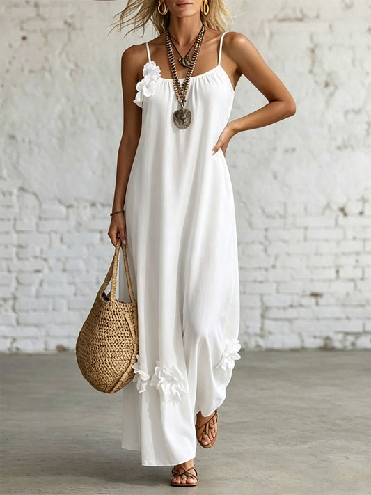 Robe décontractée ample sans manches à bretelles pour femme