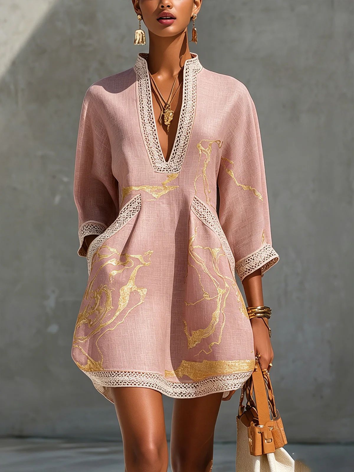 Robe Courte Évasée en Coton et Lin de Style Décontracté avec Bretelles