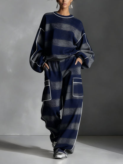 Ensemble deux pièces : sweat à blocs de couleur à carreaux rouge et gris et pantalon décontracté