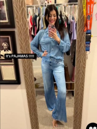 Ensemble de pyjama Denim Dreams – Coupe confortable, vêtements d'intérieur doux effet jean pour des nuits paisibles