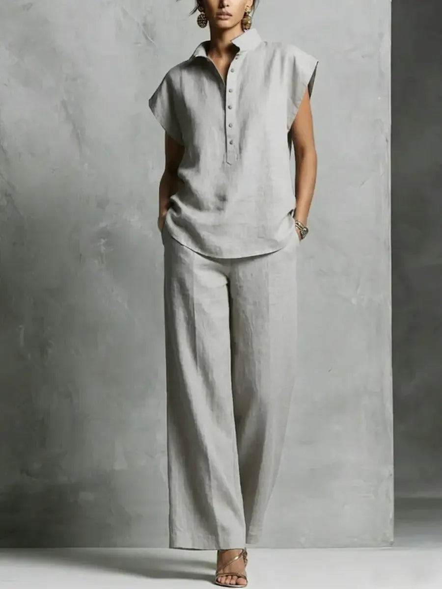 Ensemble Confortable en Coton et Lin Simple pour Femmes