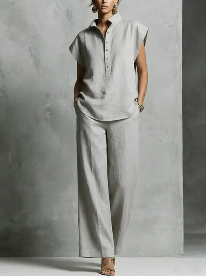 Ensemble Confortable en Coton et Lin Simple pour Femmes