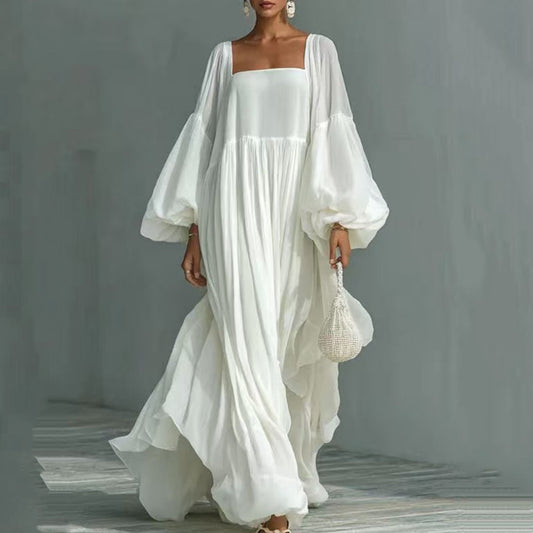 Robe de soirée blanche à manches longues pour femme