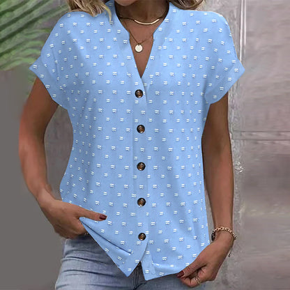 Off-the-shoulder blue blouse
