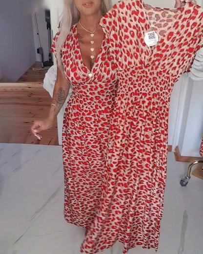 Elegant V-neck leopard print dress