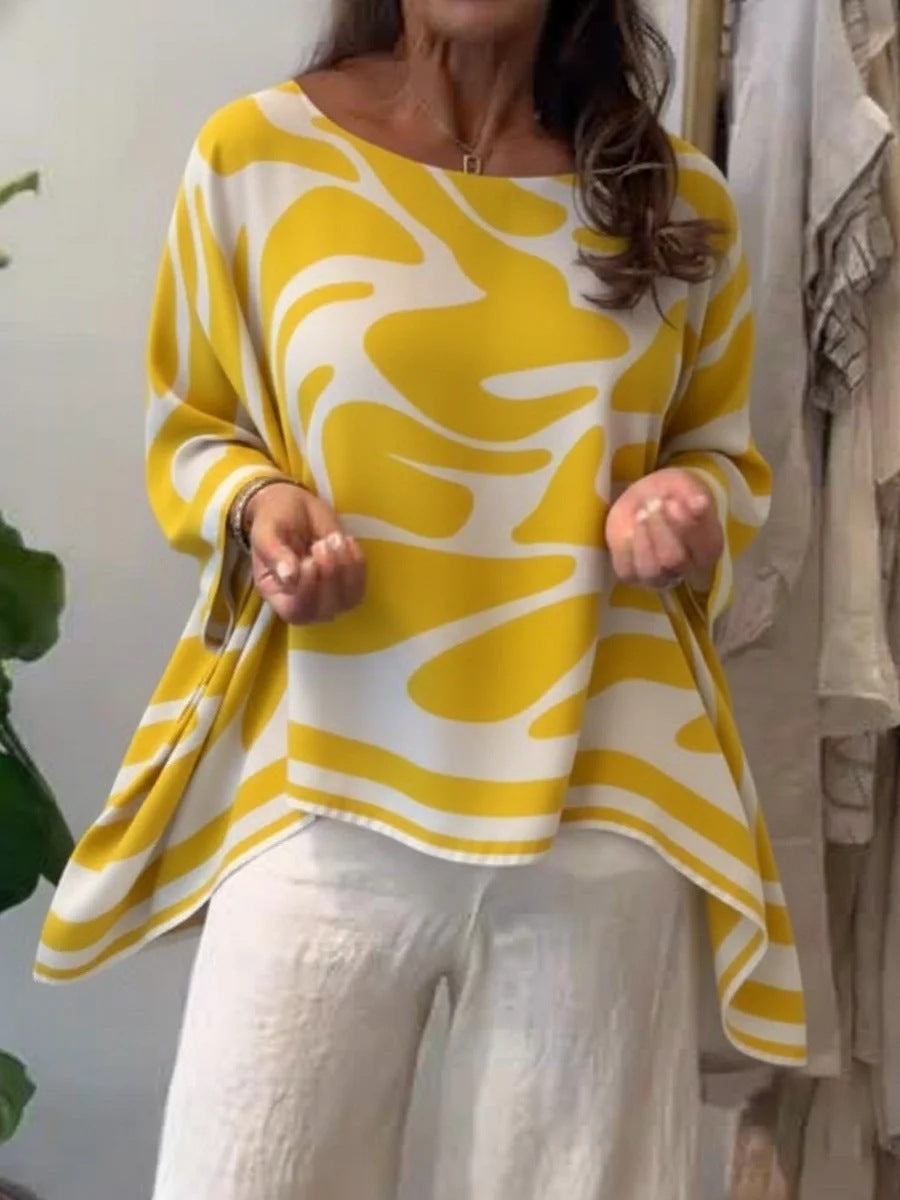Blouse décontractée en mousseline imprimée à coupe ample