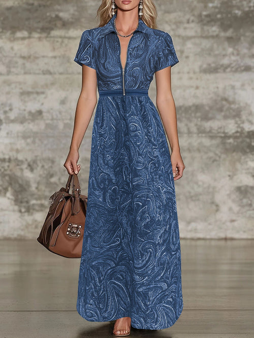 🌟 Robe longue intemporelle imprimée cachemire : L'élégance sans effort pour toutes les occasions