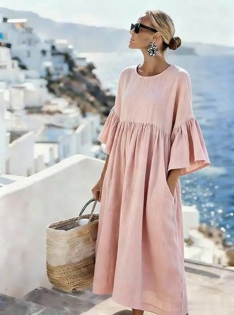 Robe unie décontractée pour femme