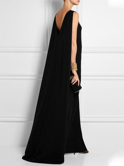 Robe décontractée tissée sans manches à col rond unie vintage