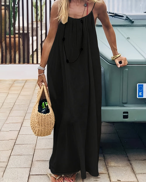 Robe caraco dos nu de couleur unie pour femme