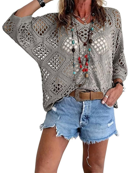 ? Top Bohème en Crochet Col V Fait Main | Essentiel de l'Été Abricot