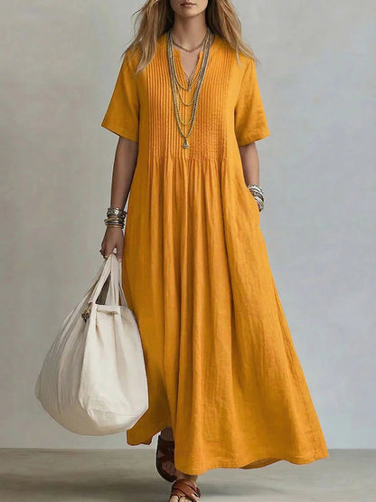 Robe longue décontractée à manches courtes pour femmes