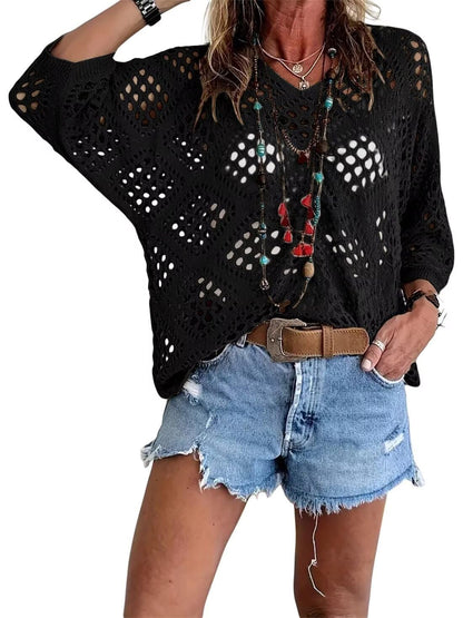 ? Top Bohème en Crochet Col V Fait Main | Essentiel de l'Été Abricot