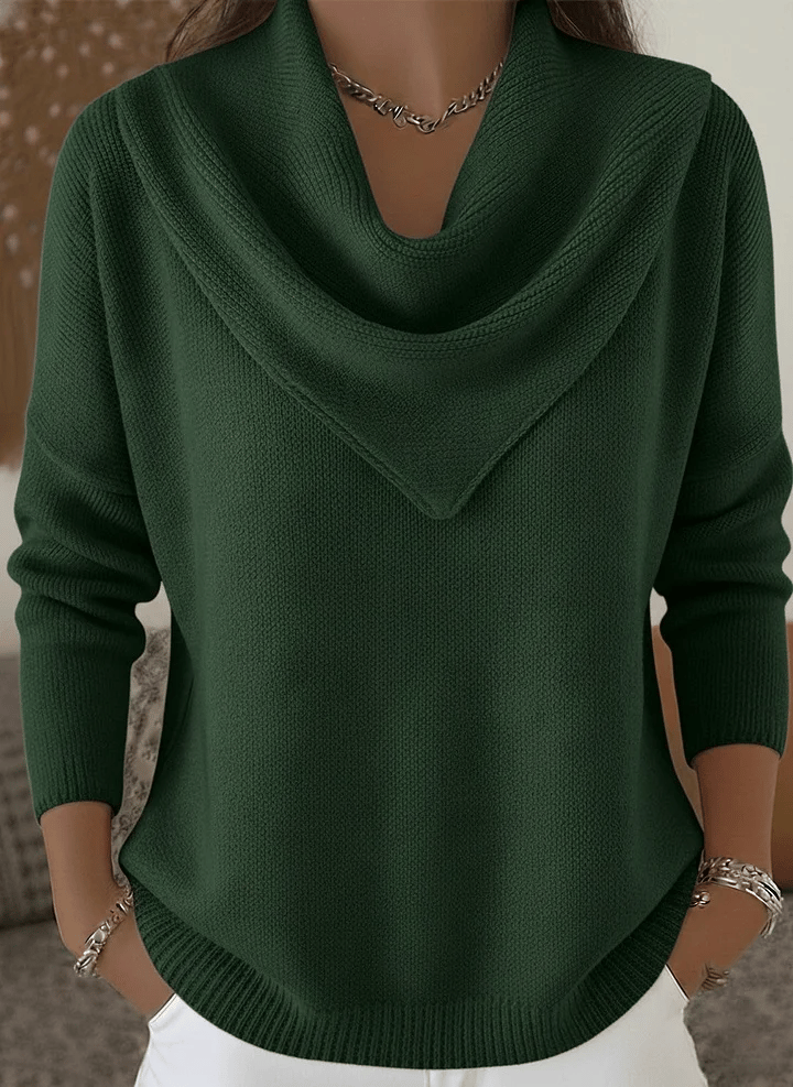 Plain soft retro elegant V-neck jumper
