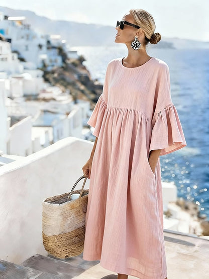 Robe unie décontractée pour femme