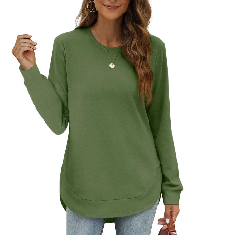 Sweat-shirt femme col rond ourlet incurvé